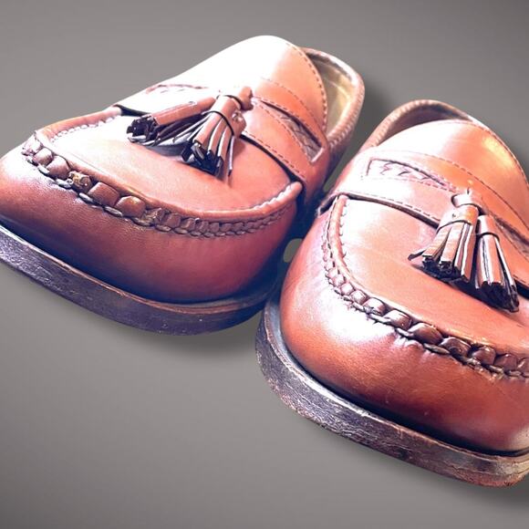 Men's 11 ALLEN EDMONDS Maxfield Handsewn Dark Chili Calfskin Tassel Loafers EUC - Picture 5 of 14